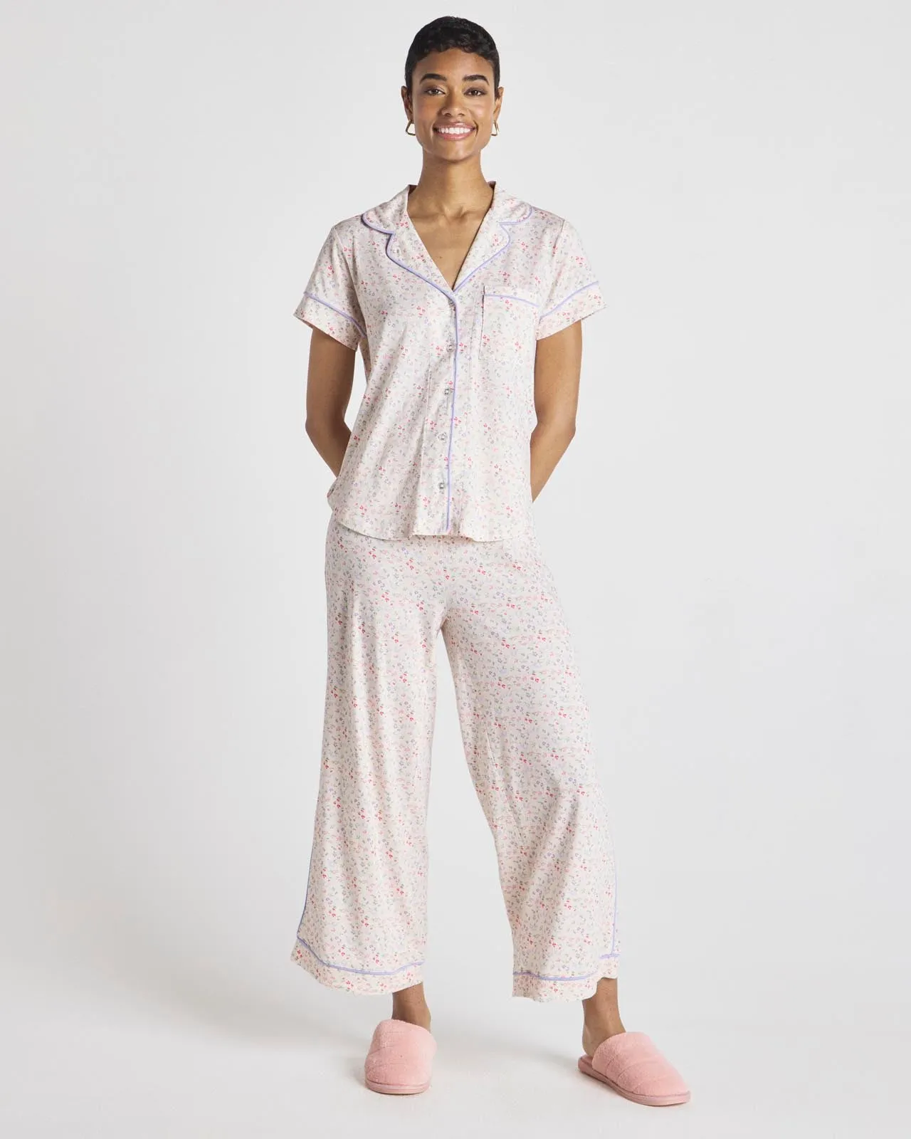 Multi Ditsy Wilma Notch Collar & Pant PJ Set