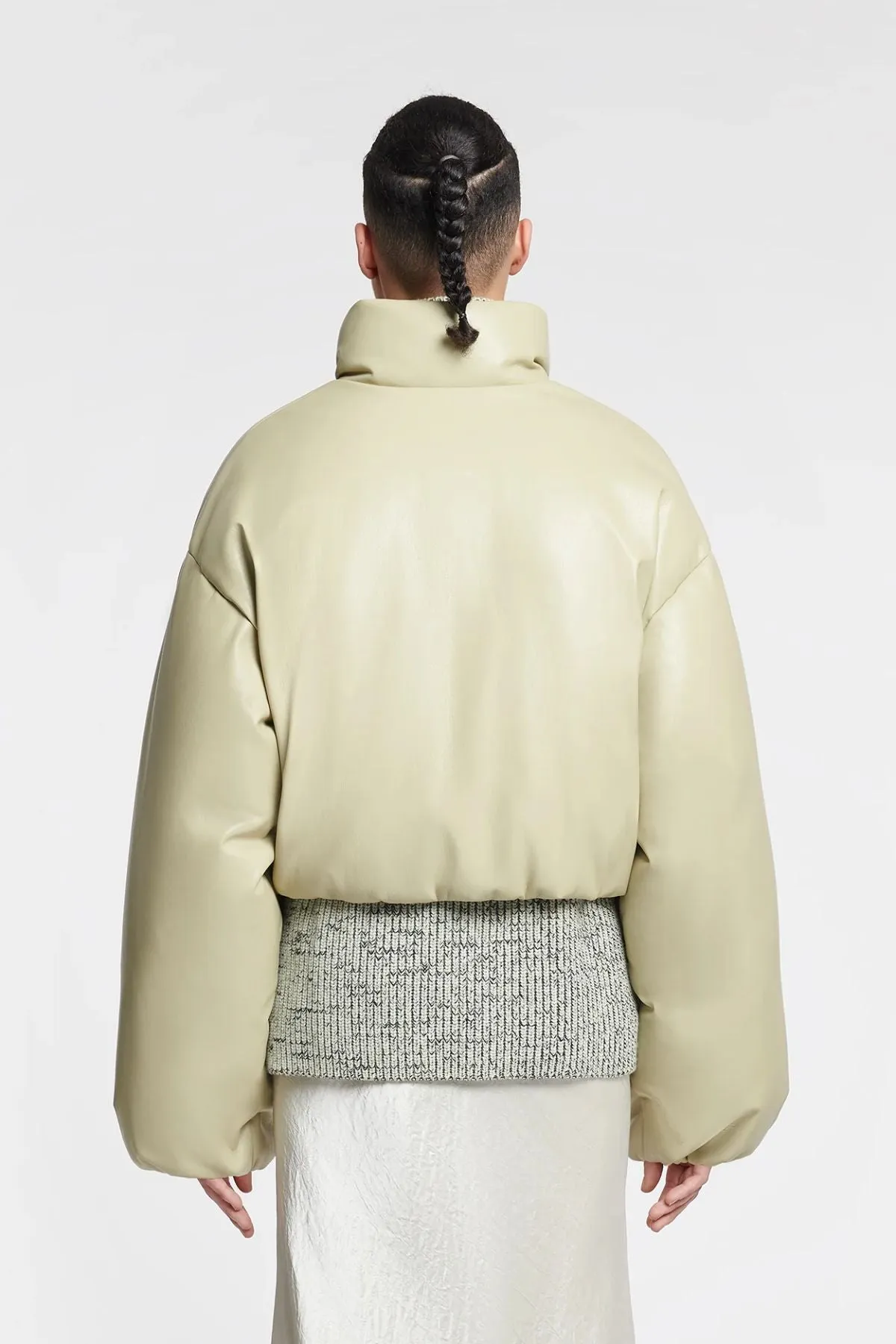 Nanushka Lilima Okobor Cropped Puffer Jacket - Pale Olive