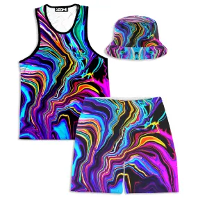 Neon Rift Tank and Shorts with Bucket Hat Combo