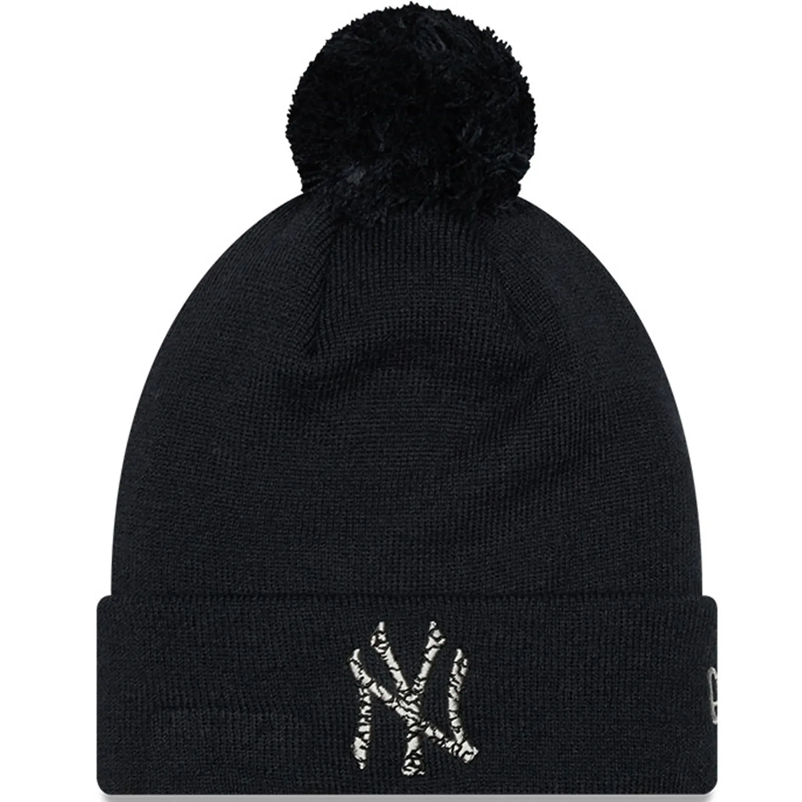 New Era Mens New York Yankees MLB Cuffed Infill Logo Bobble Hat - Navy