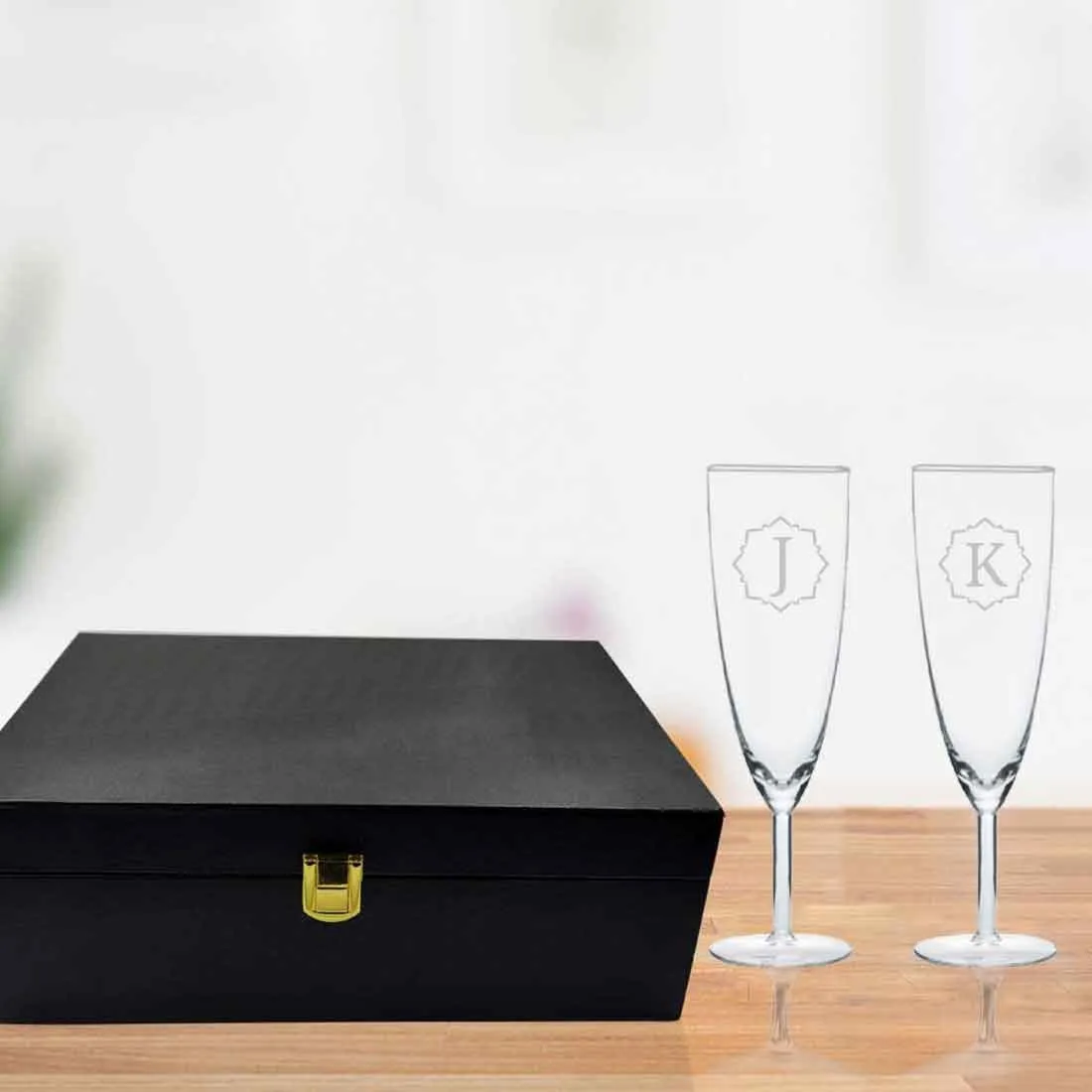 Nutcase Champagne Glasses with Name - Personalized Engraved Flute Glasses