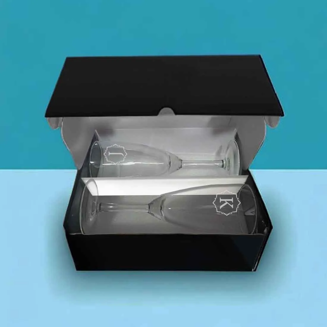 Nutcase Champagne Glasses with Name - Personalized Engraved Flute Glasses