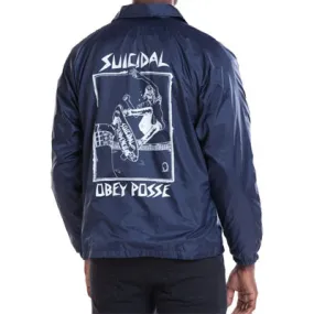 OBEY X SUICIDAL TENDENCIES POOL SKATER COACH JACKET // NAVY