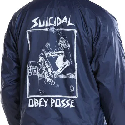 OBEY X SUICIDAL TENDENCIES POOL SKATER COACH JACKET // NAVY