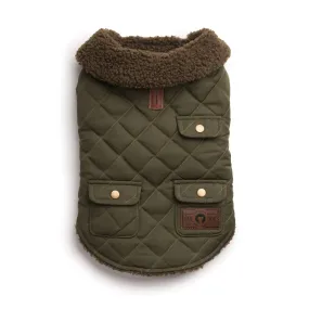 Olive Quilted Shearling Coat - 12