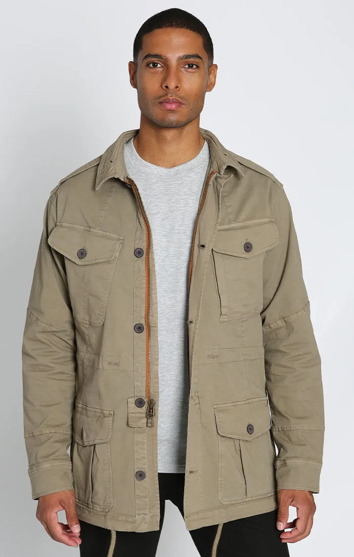 Olive Stretch Military Field Jacket