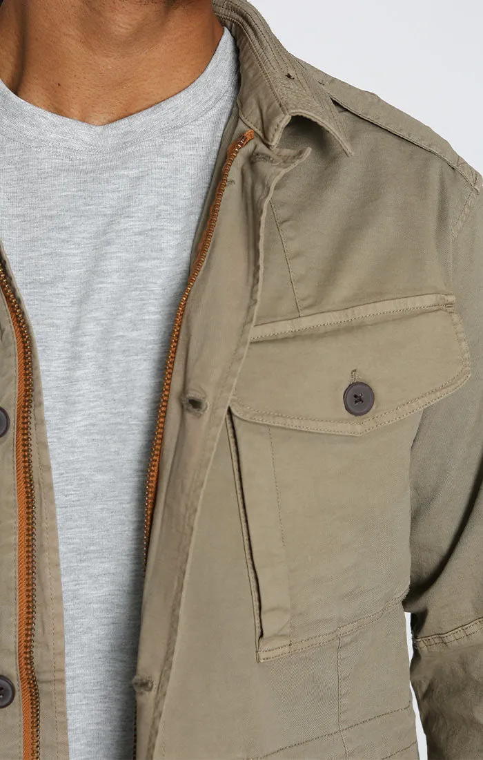 Olive Stretch Military Field Jacket