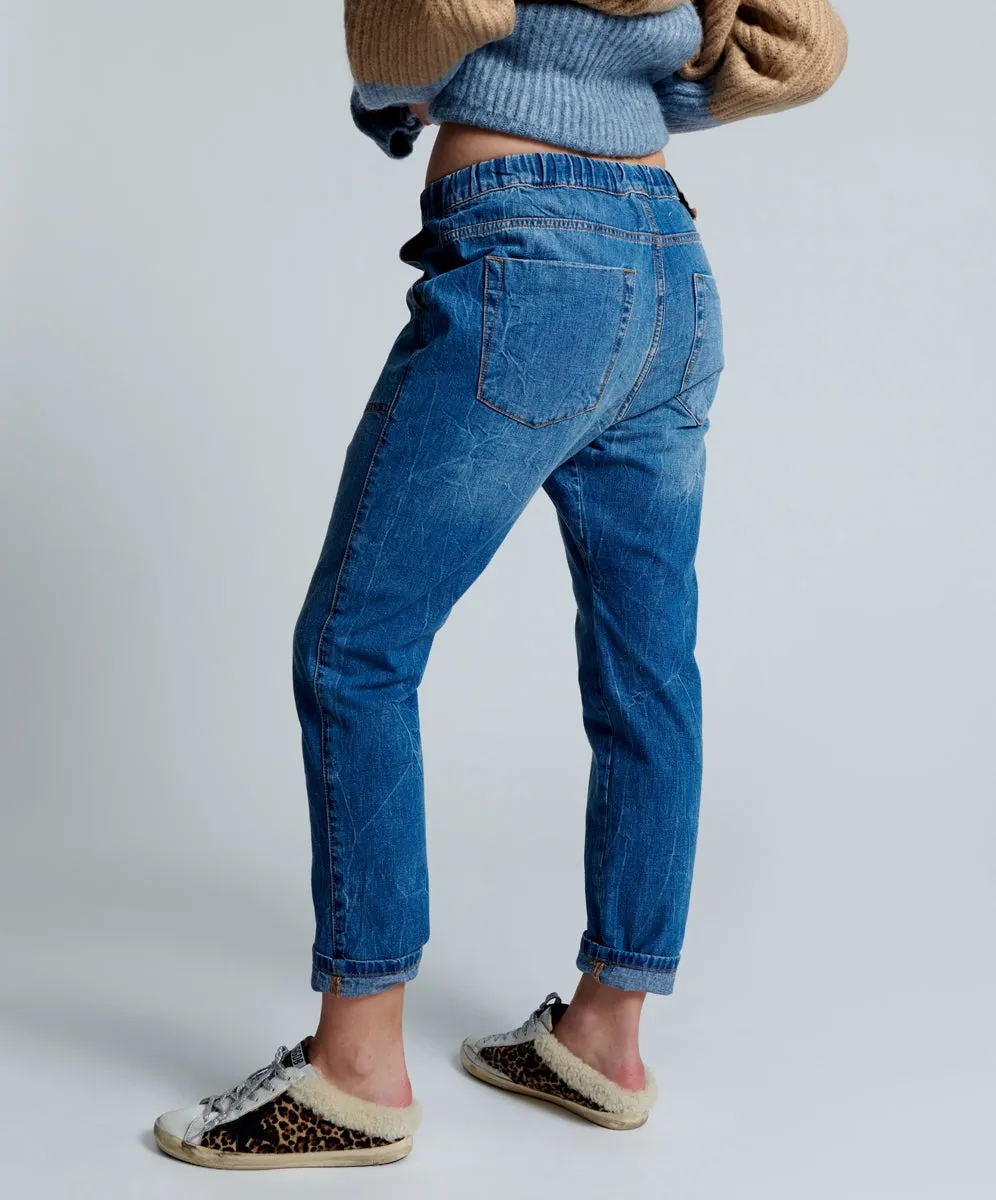 One Teaspoon      ONE TEASPOON - Shabbies Drawstring Boyfriend Jeans (Resort Blue)