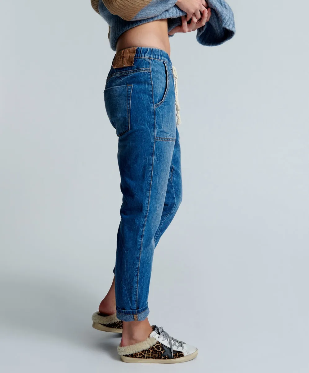 One Teaspoon      ONE TEASPOON - Shabbies Drawstring Boyfriend Jeans (Resort Blue)