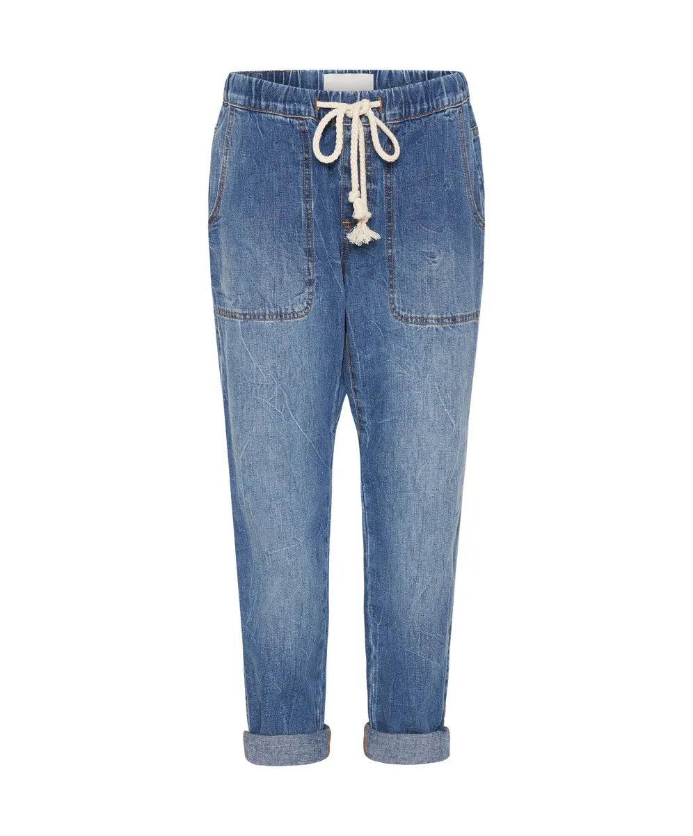 One Teaspoon      ONE TEASPOON - Shabbies Drawstring Boyfriend Jeans (Resort Blue)