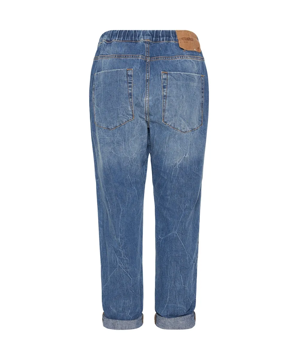 One Teaspoon      ONE TEASPOON - Shabbies Drawstring Boyfriend Jeans (Resort Blue)