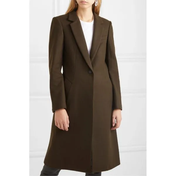 One button slim fit long woolen coat