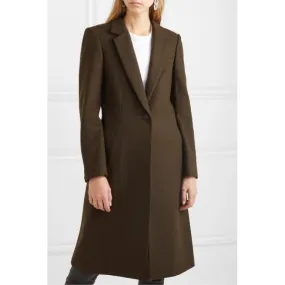 One button slim fit long woolen coat