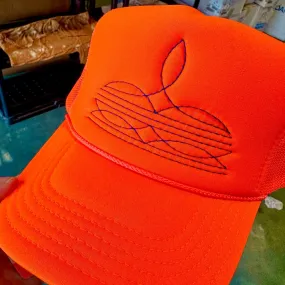 Online Exclusive | Blue Boot Stitch Foam Trucker Cap in Neon Orange