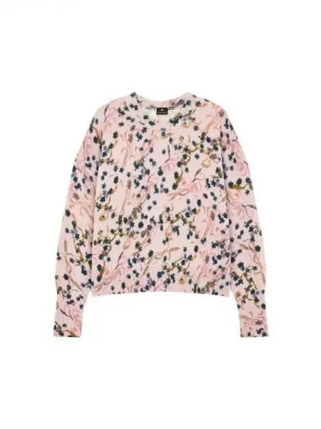 Overseas Station Season Big Chance 8 18 PS Women s Floral Wool Cotton Crew Neck Knit Pink 270531