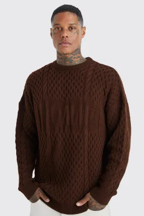 Oversized Cable Knit Homme Intarsia Sweater