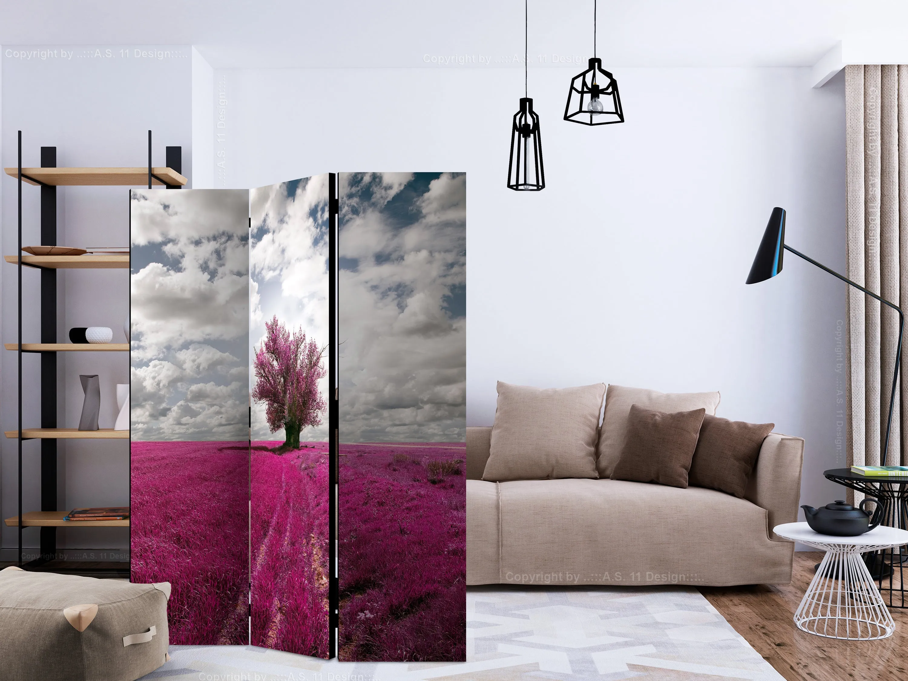 Paravento Magenta meadow [Room Dividers]