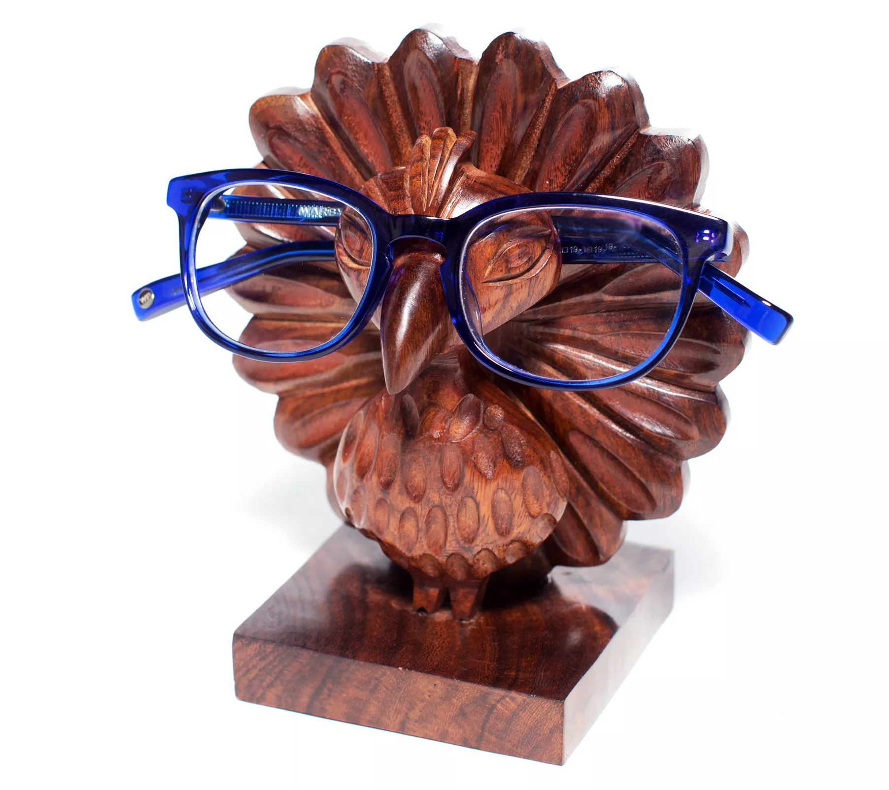 Peacock Glasses Holder Stand - Wood