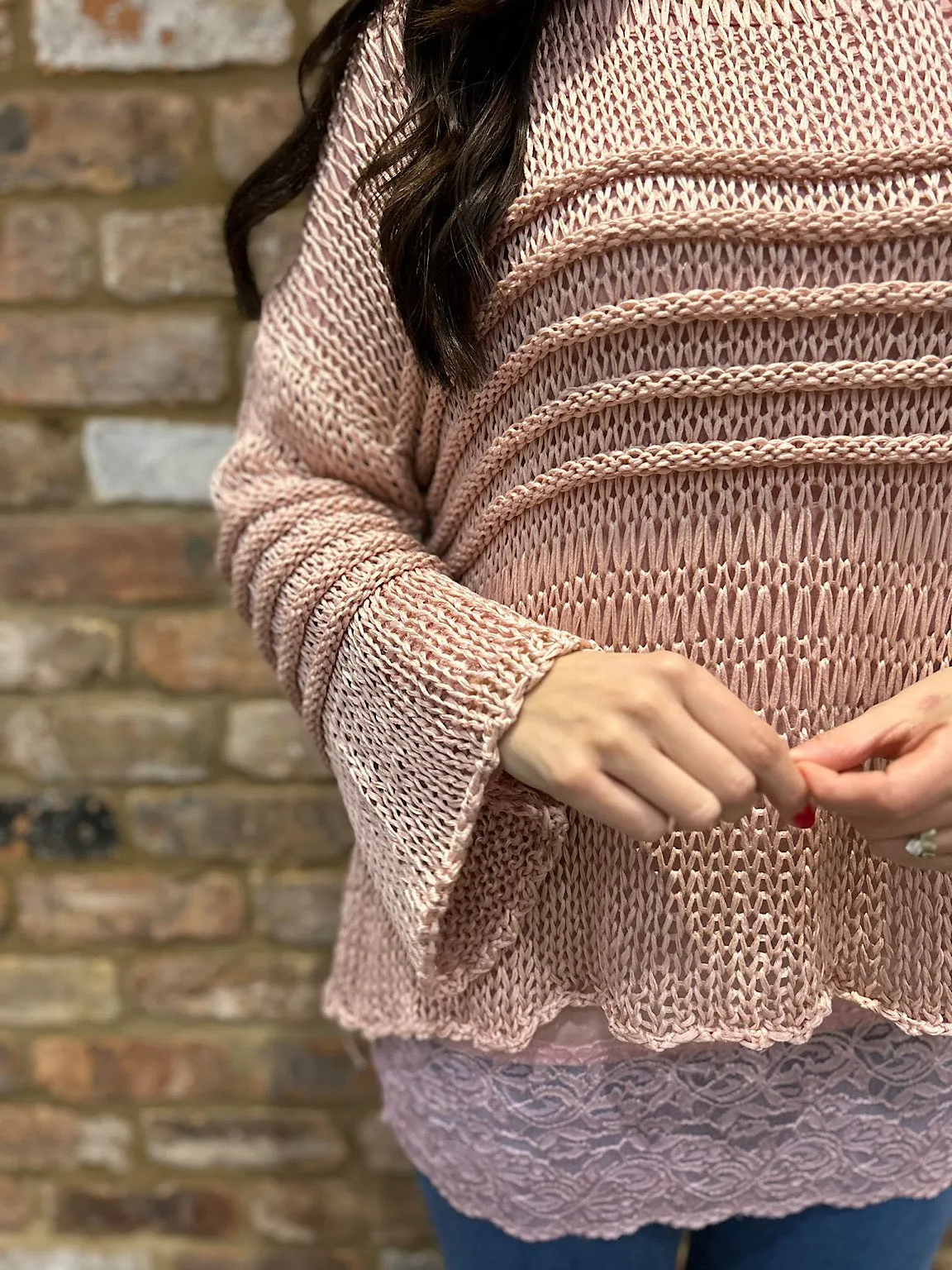 Pink Loose Knit Jumper JoJo