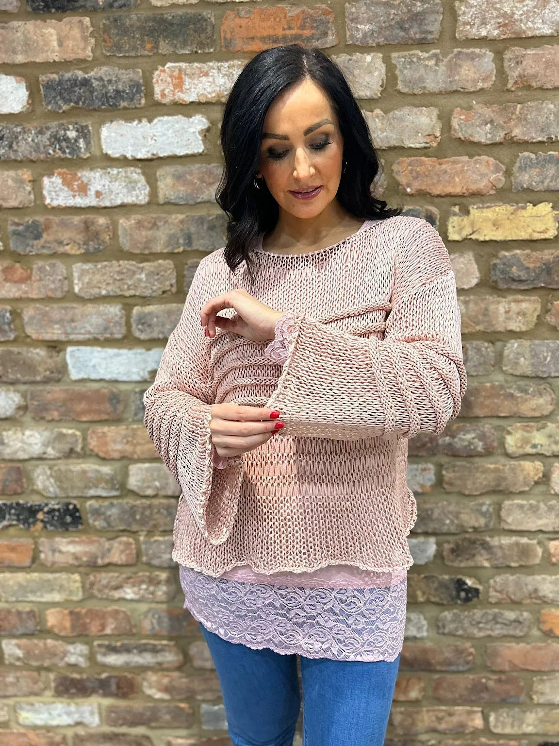 Pink Loose Knit Jumper JoJo