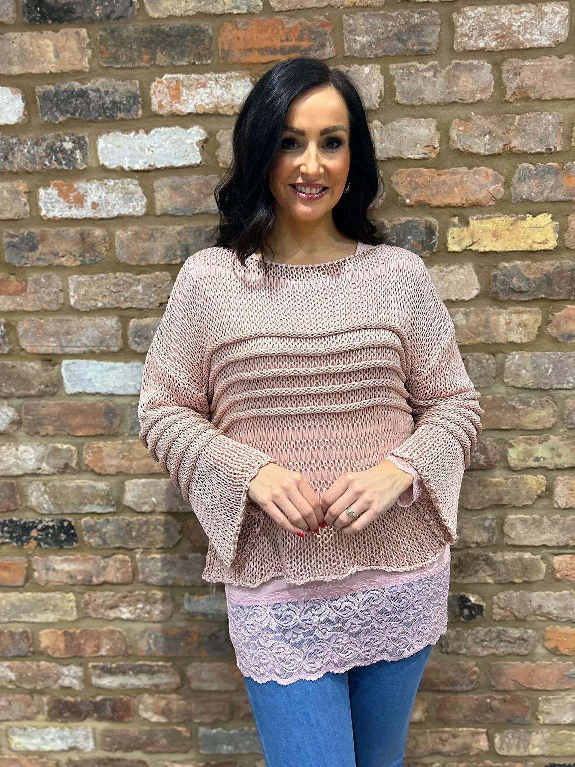 Pink Loose Knit Jumper JoJo