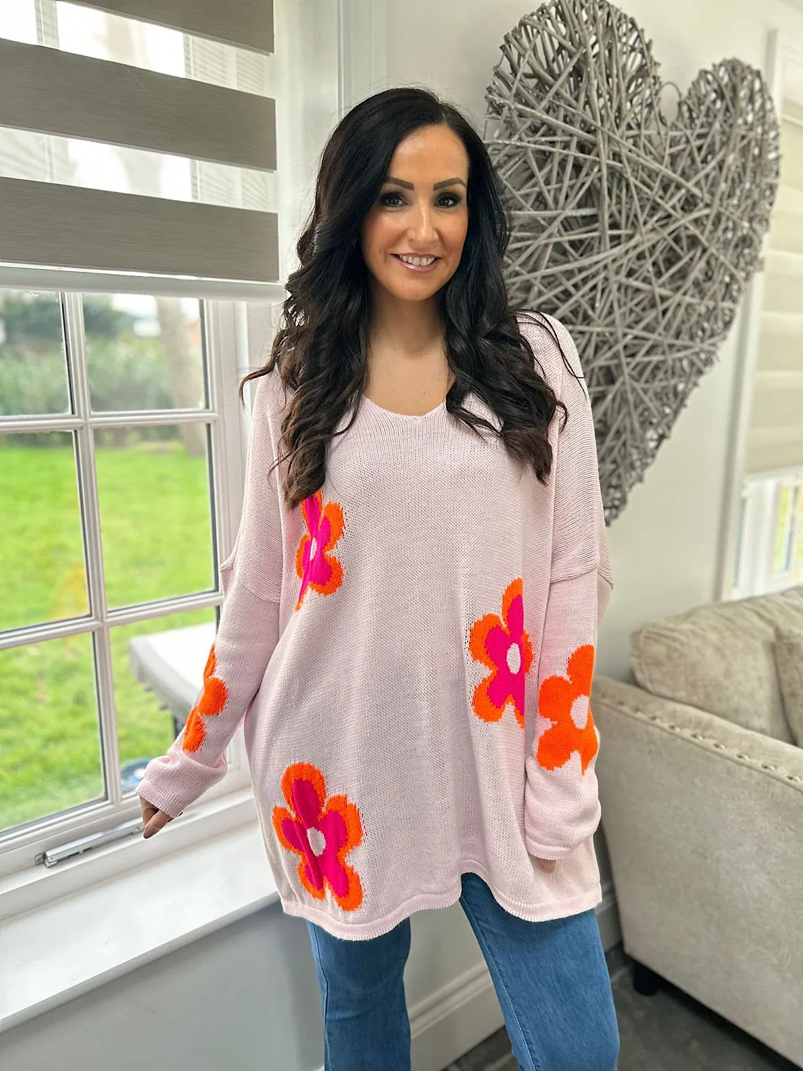 Pink Vibrant Flower Knit Zoe