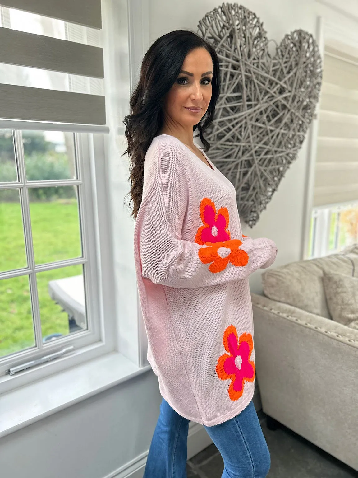 Pink Vibrant Flower Knit Zoe