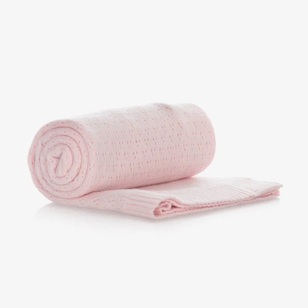 Pink Wool & Cashmere Knit Blanket (100cm)