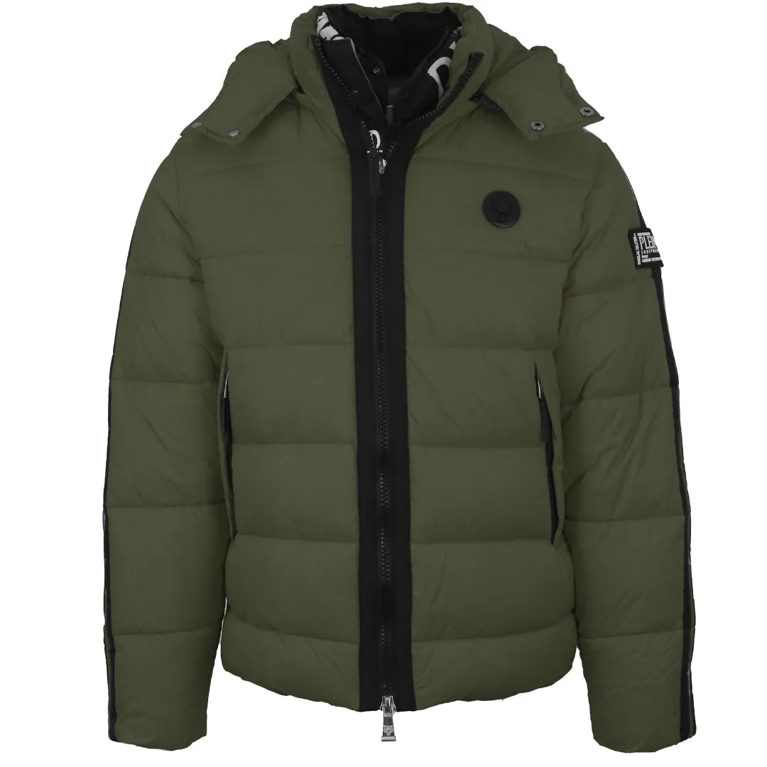 Plein Sport Padded Small Circular Logo Green Jacket