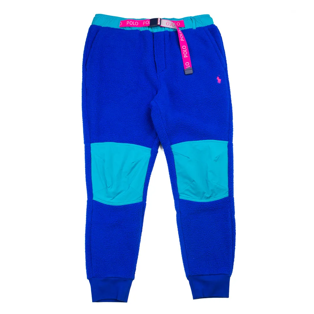 Polo Neon Colorblock Fleece Pant (Active Royal/Deep Aqua)