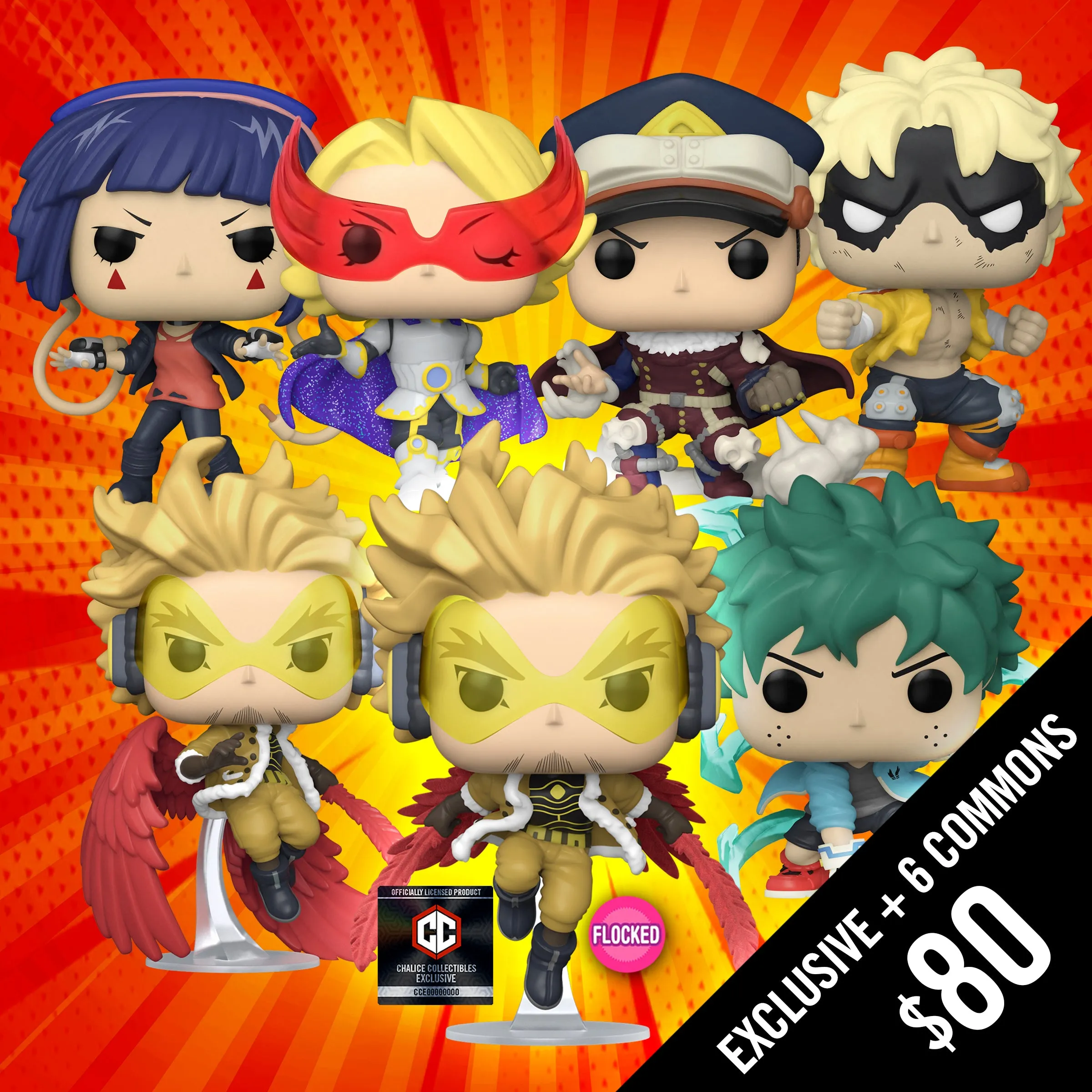 Pre-Order: Funko Pop! My Hero Academia: Chalice Exclusive Hawks (Flocked) and 6 common bundle)