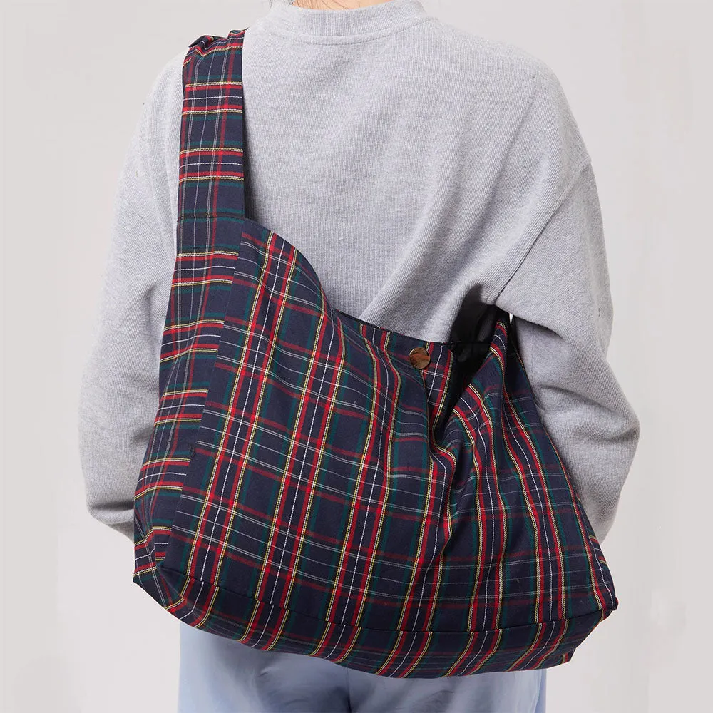 Preppy Style Plaid Tote Bag