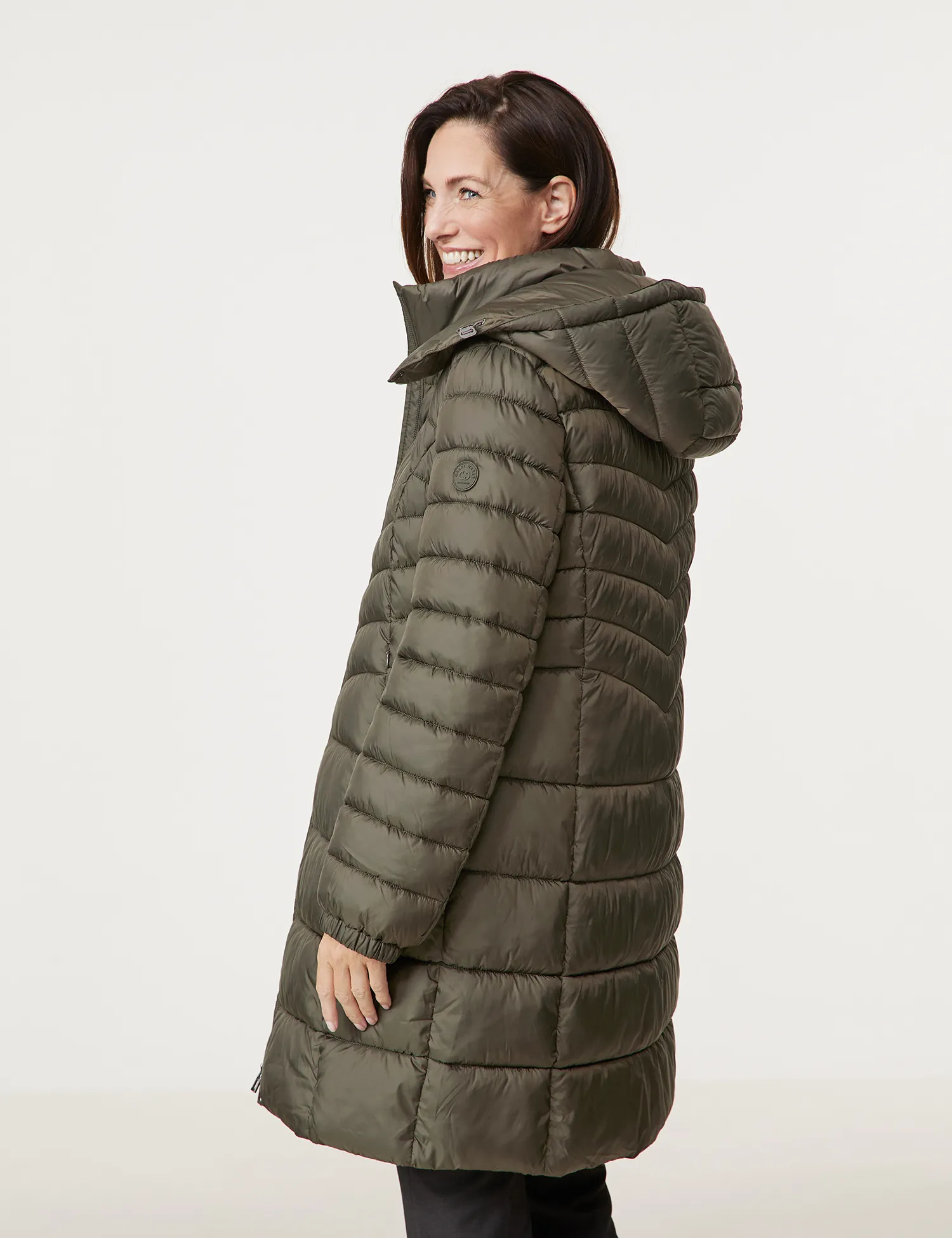 Quilted coat with a detachable hood