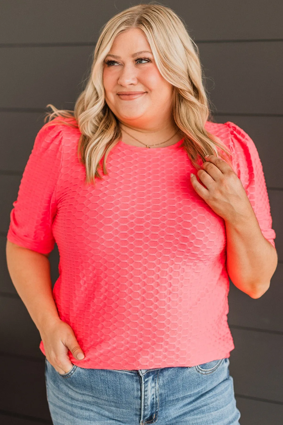 Radiant Energy Knit Top- Neon Pink