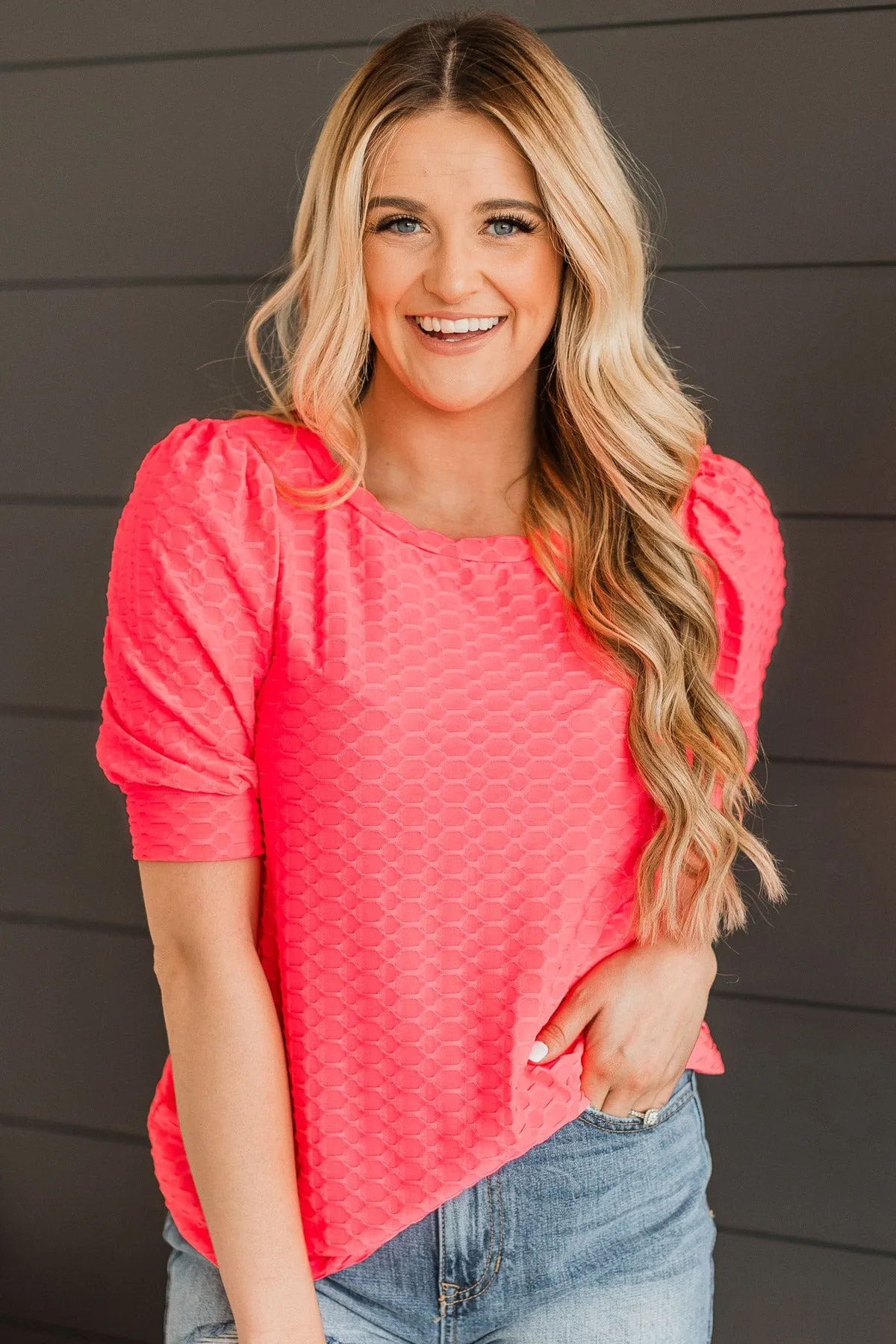 Radiant Energy Knit Top- Neon Pink