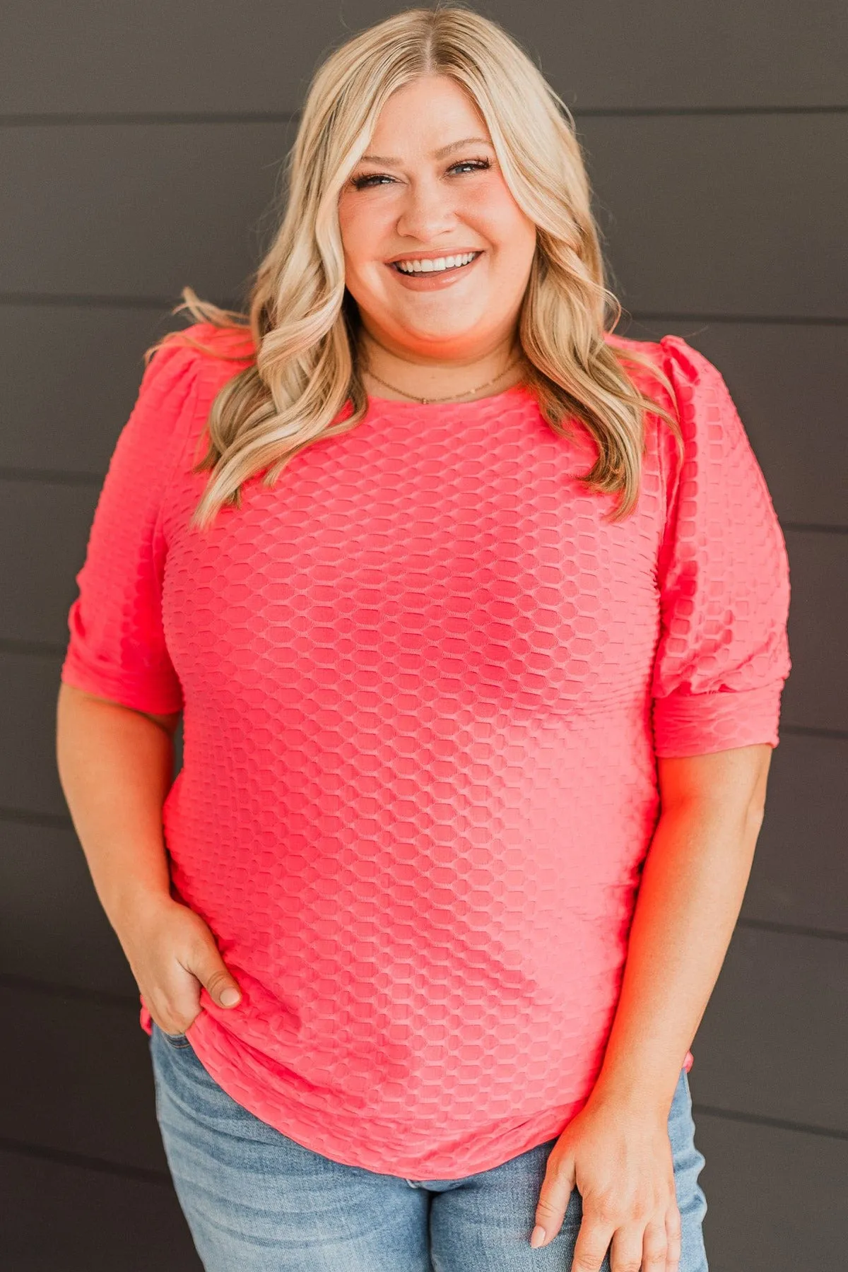 Radiant Energy Knit Top- Neon Pink