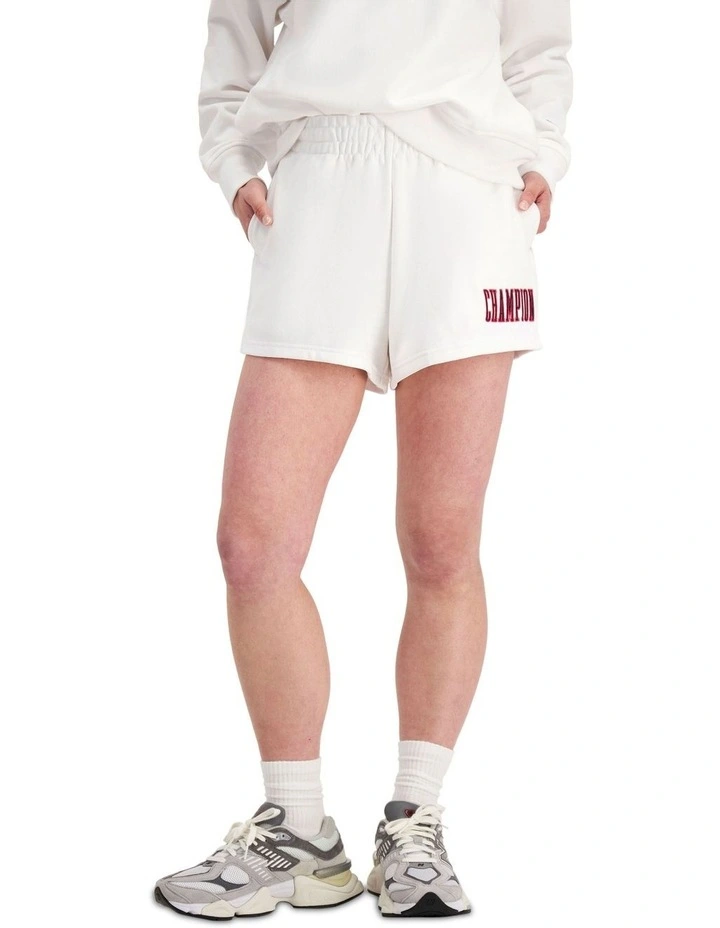 Reverse Weave Terry 90s Logo Shorts in White