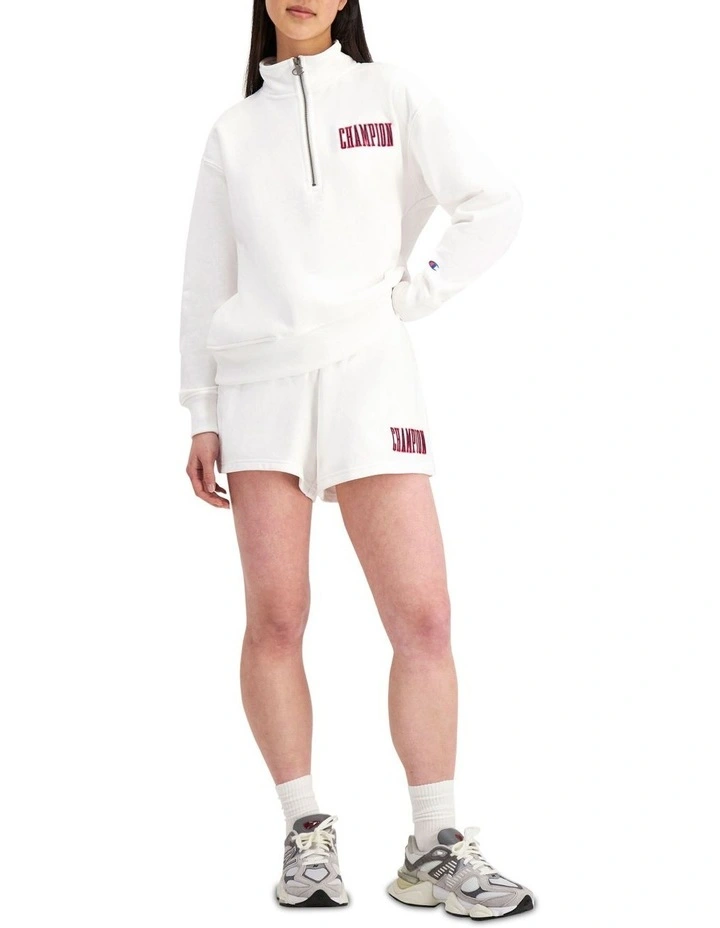 Reverse Weave Terry 90s Logo Shorts in White