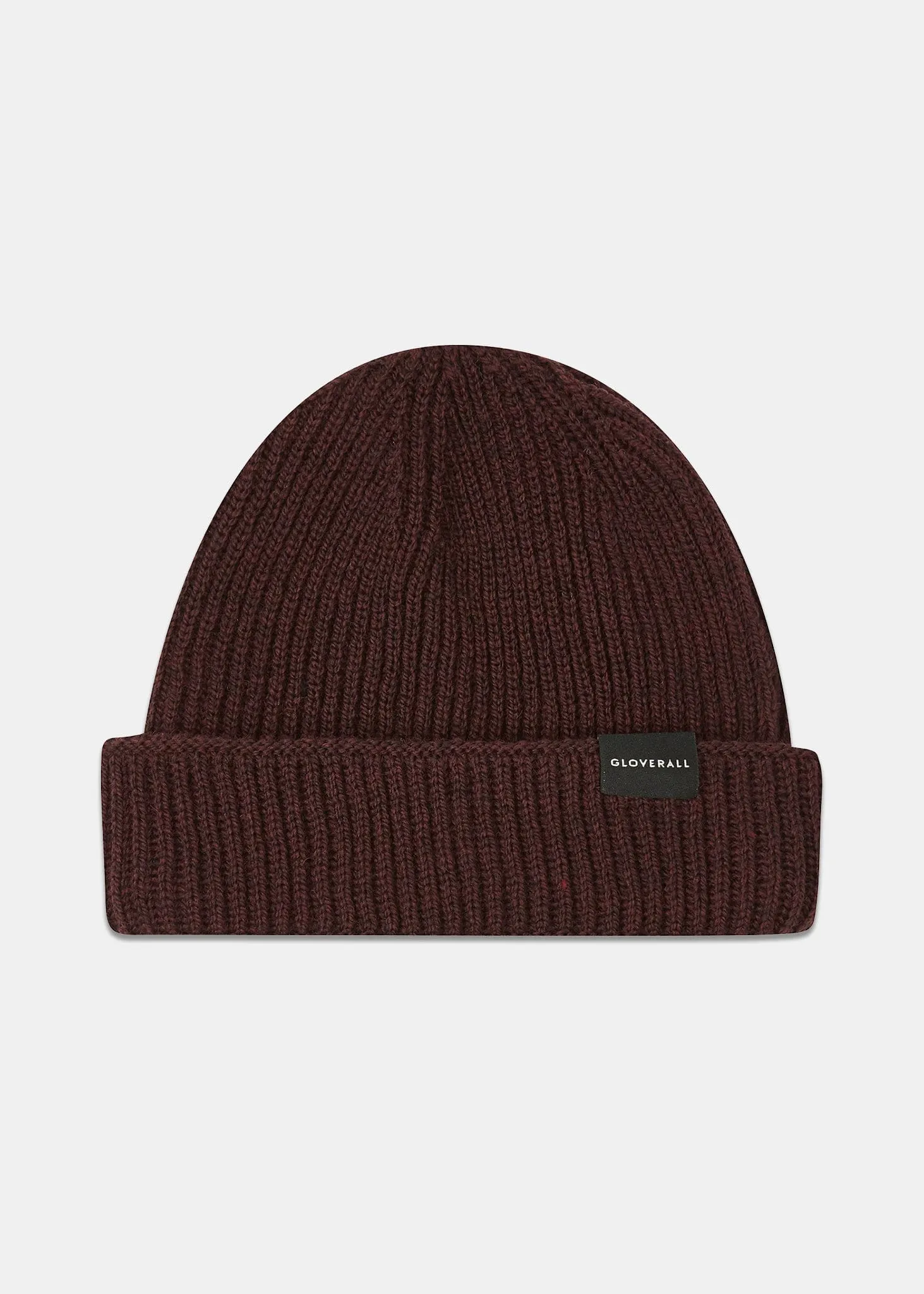 Ribbed Merino Beanie Hat Burgundy