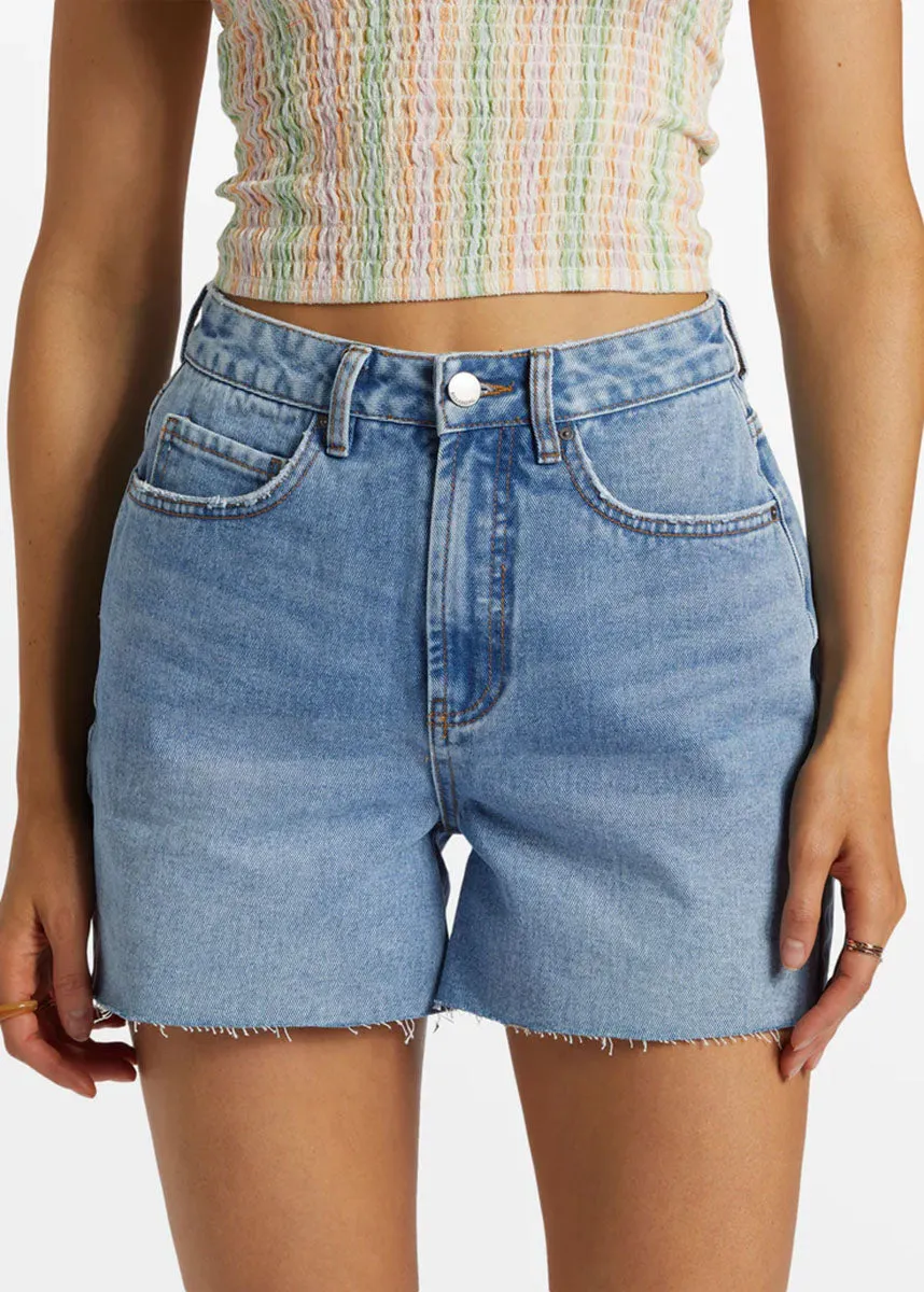 Riley Cut-Off Denim Shorts - Faded Indigo Fray