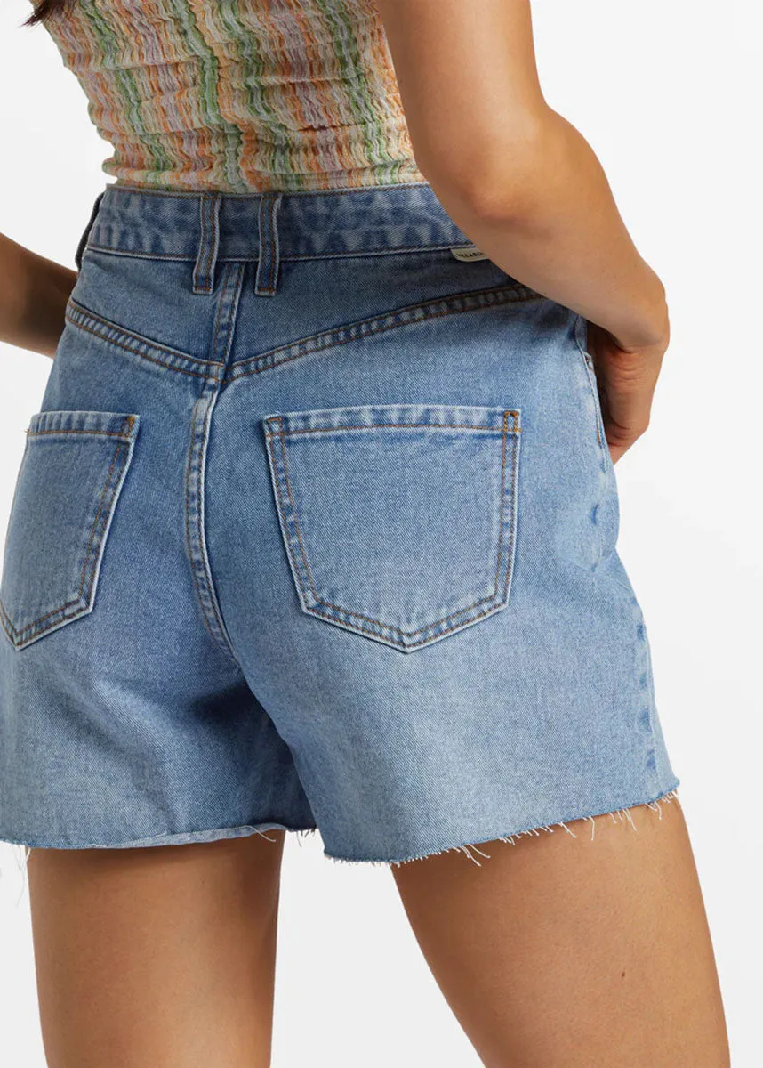 Riley Cut-Off Denim Shorts - Faded Indigo Fray