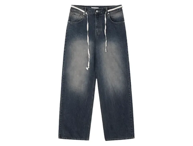 RT No. 11611 NAVY BLUE RELAX STRAIGHT DENIM JEANS