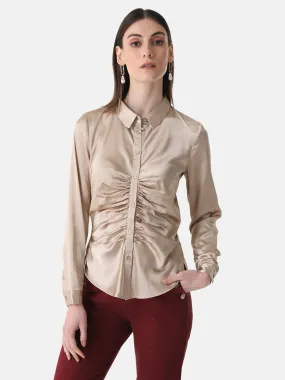 Ruched Satin Shirt