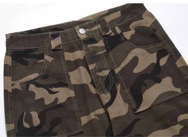 Safari Style Polyester Camouflage Casual Military Cargo Pants for Men