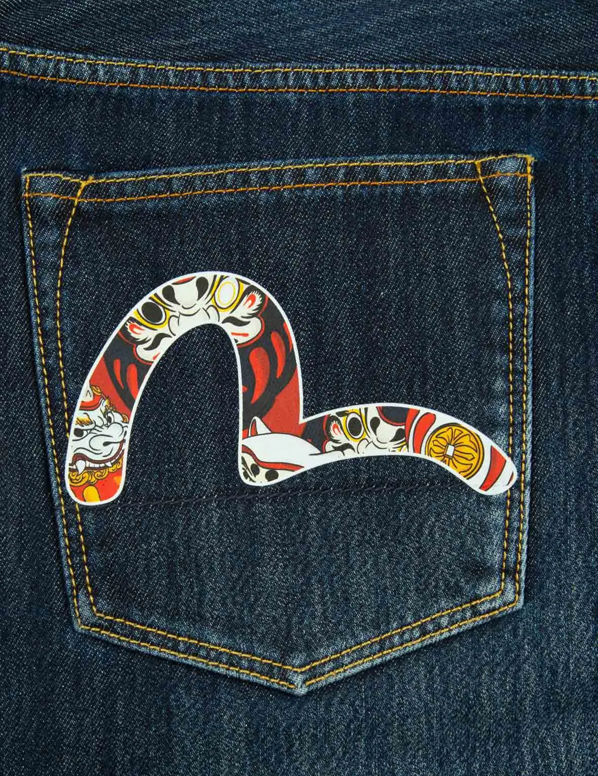 Seagull and Proverb Print Cropped Fit Jeans #2027