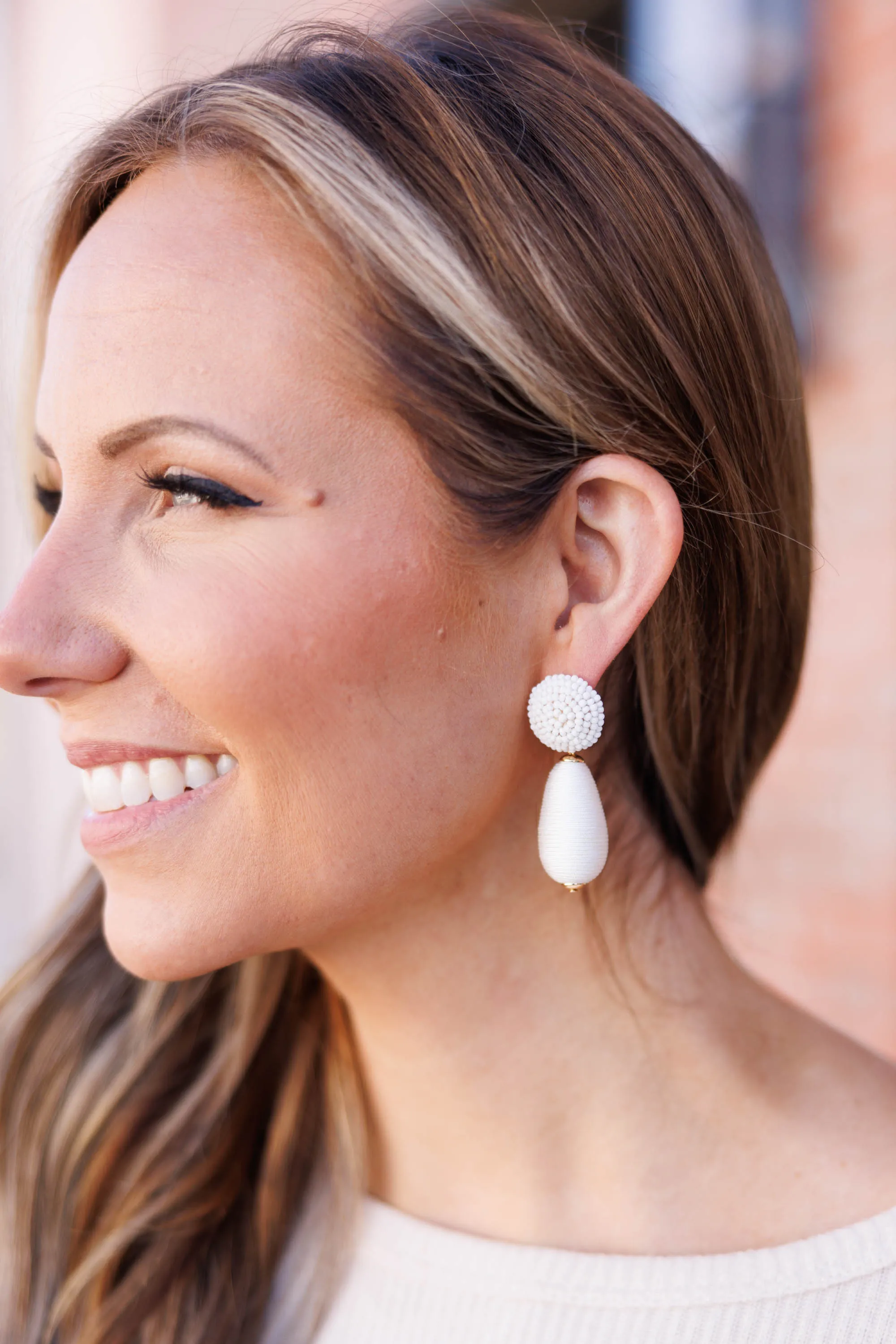 Serene Whisper Earrings, White