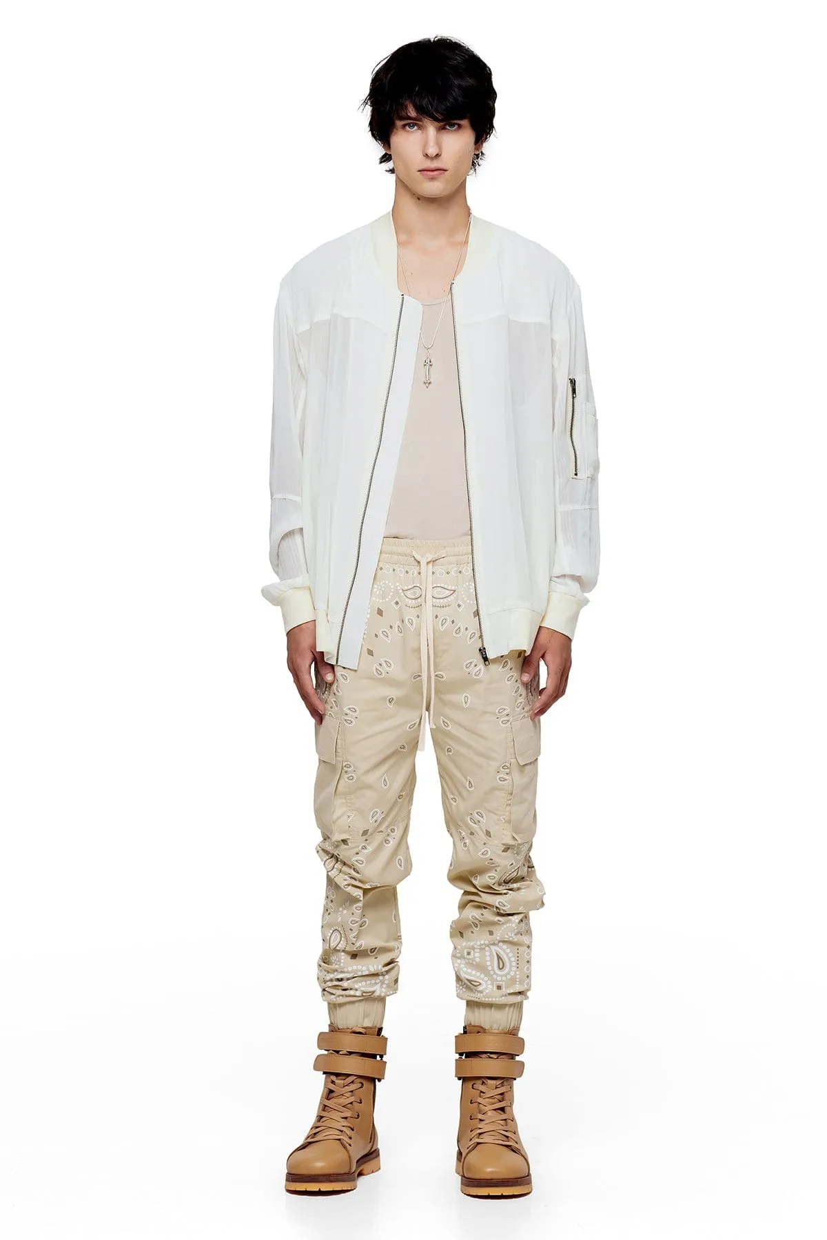 SHEER BOMBER JACKET IN BONE