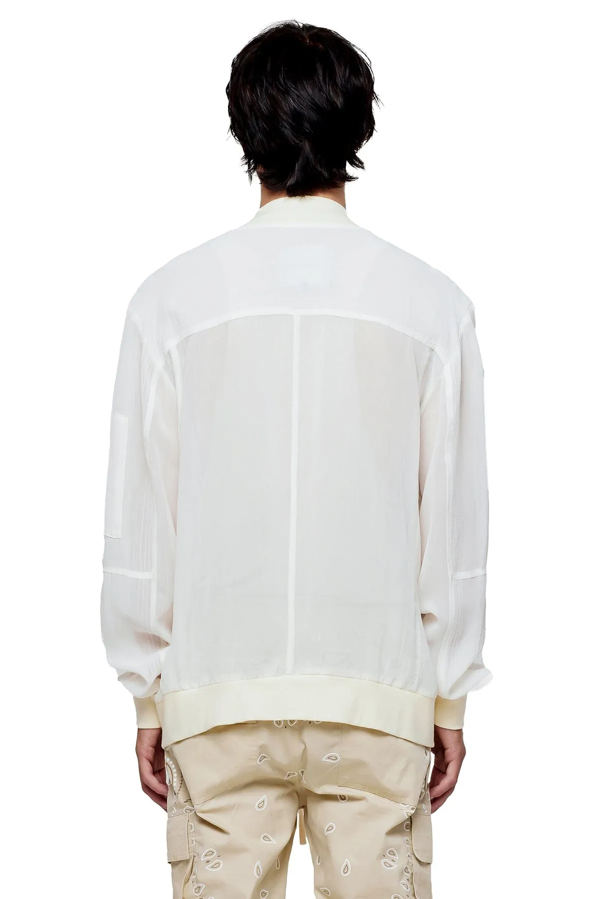 SHEER BOMBER JACKET IN BONE