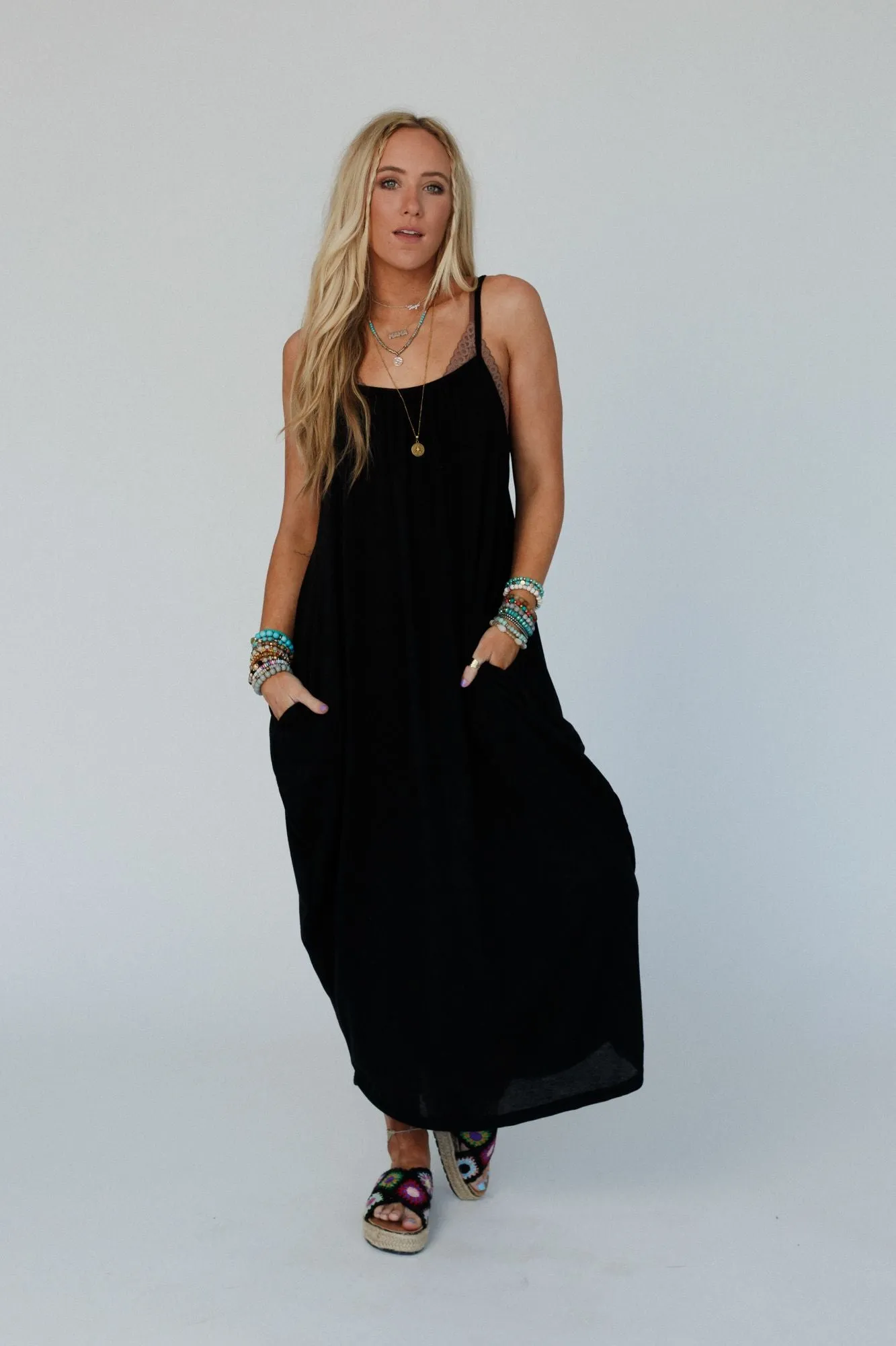 Simple Serene Maxi Dress - Black