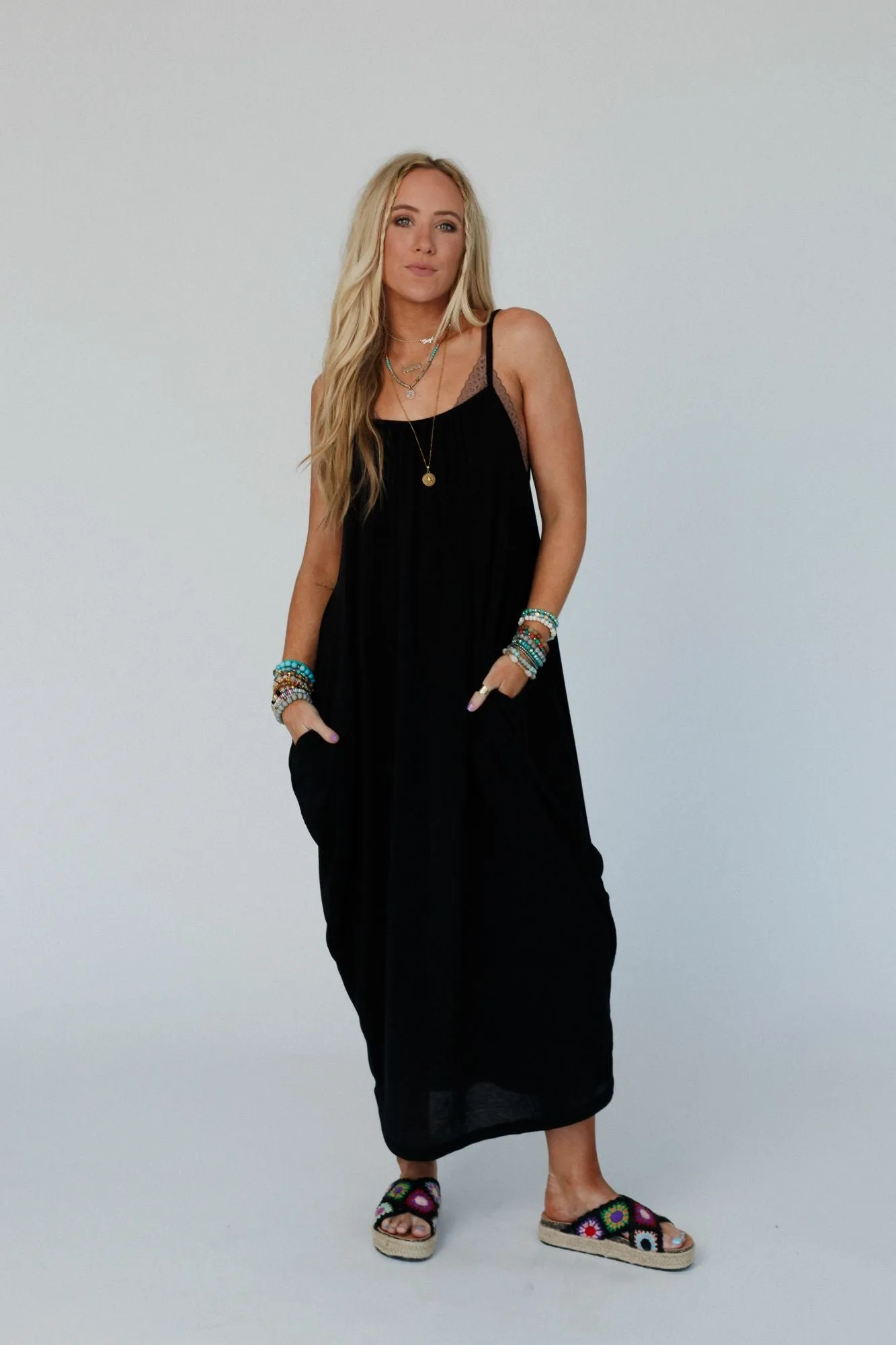 Simple Serene Maxi Dress - Black